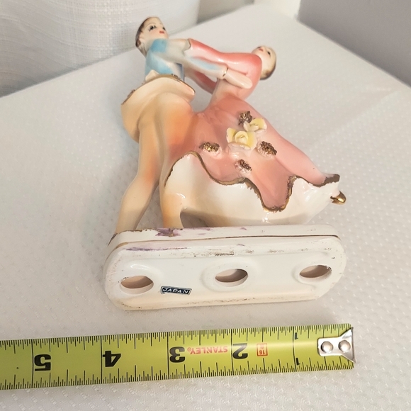 Vyg Dancing Couple Figurine Porcelain Ballroom Flowers Pink Dress Blue Outfit - Picture 7 of 10